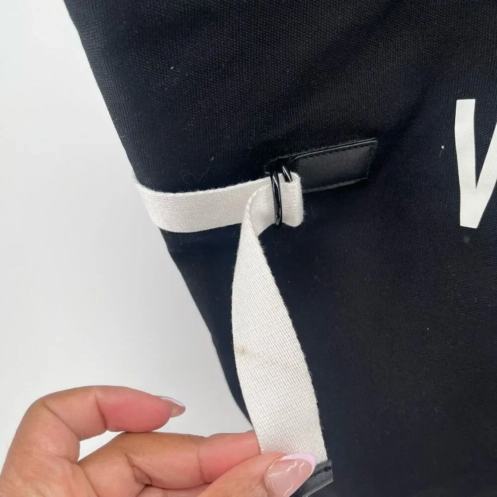 Victoria’s Secret Large Tote Bag Black White Canvas Logo 2018 Collectible - Picture 4 of 17